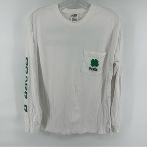 PINK Victorias Secret Irish Shamrock Happy Hour Long Sleeve Sequin Top Small